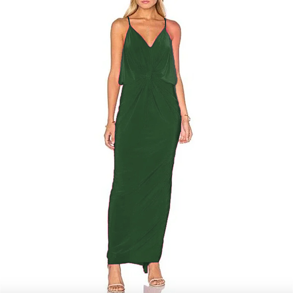 Misa‎ Los Angeles Green Maxi Dress Size XS Cami Jersey Knit Sleeveless Vacation